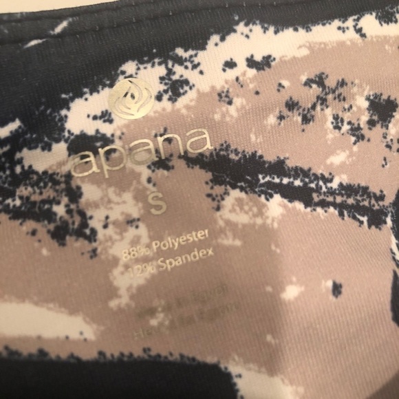 Apana blue and white tropical palm tree print workout leggings pants size small - Picture 6 of 6